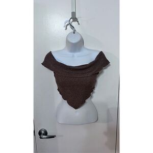 Naked Wardrobe Women's Get Off-the-Shoulder V Hem Top Brown Size Small NWT P1-41